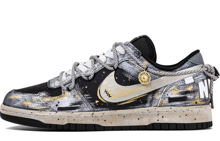 Nike Nike Big NIKE LOW Gold Stamped Craft Chilly God, Ink Splatter Distressed, Warm Autumn Winter Casual