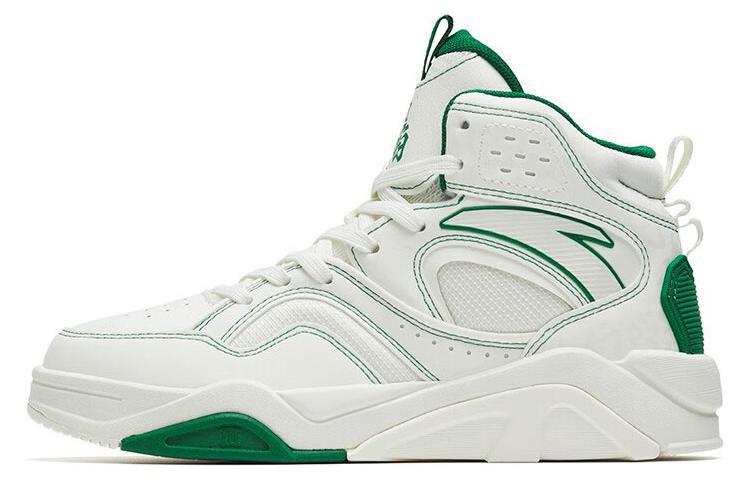 Anta Lieyan3.0 Slip-Resistant Cushioning Wear-Resistant High-Top Skateboard Shoes White Green