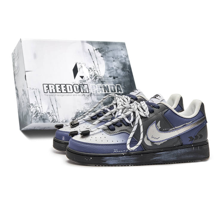 Nike Nike Court Vision Low Freedom Panda, Box Black Technology Abrasion Resistant Low top Skateboard Shoes Men's Black Blue