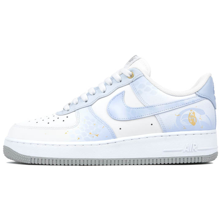 Nike Nike Air Force 1 Slip Resistant Low top Skateboard Shoes Men's White Blue