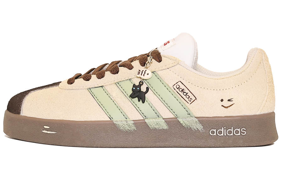 Adidas Adidas VL COURT 2.0 Wear resistant And Lightweight Low top Skateboard Shoes Unisex Yellow Green Brown