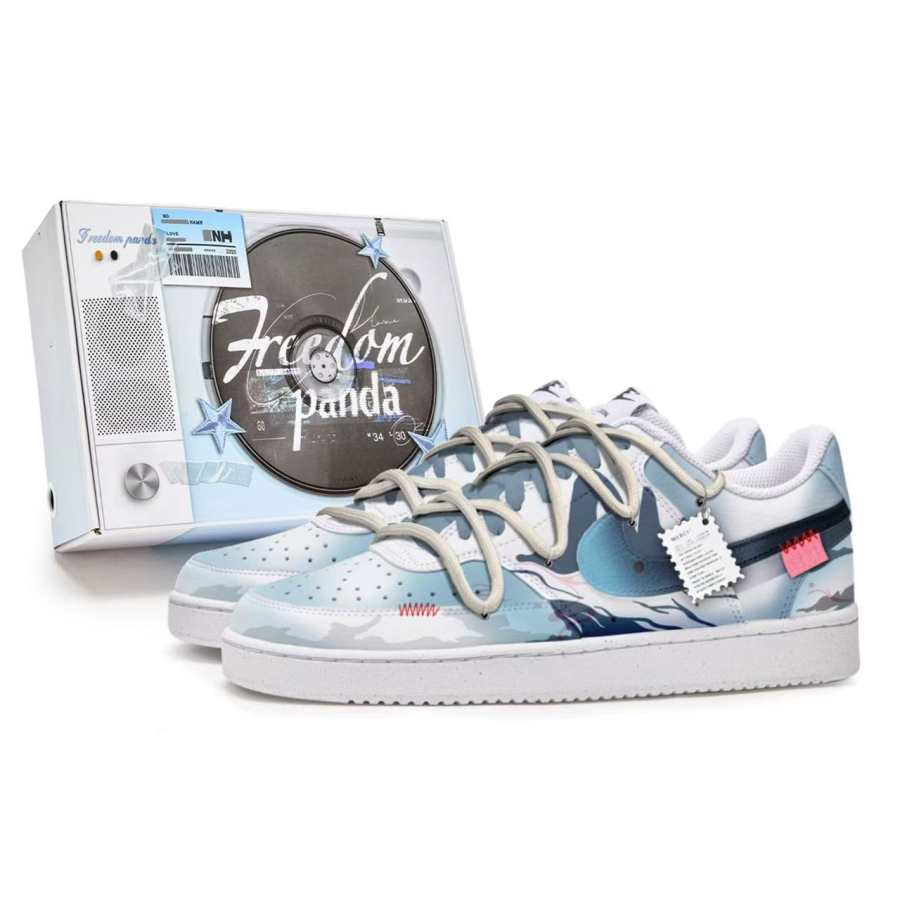 Nike Nike Court Vision 1 Slip Resistant Abrasion Resistant Low top Skateboard Shoes Men's Blue White