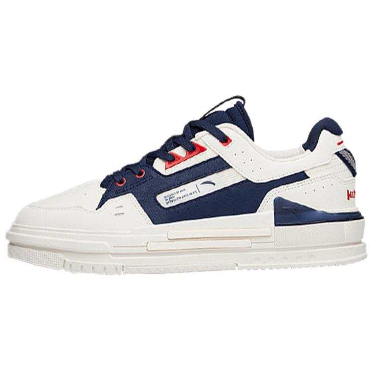 Anta Slip Resistant Abrasion Resistant Low top Skateboard Shoes Men's White Blue