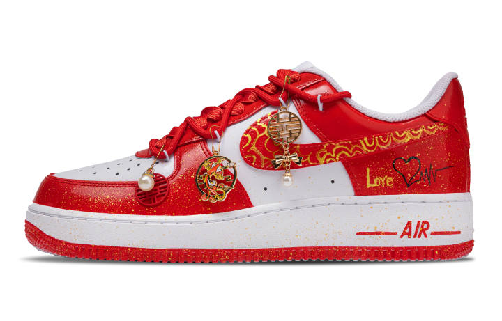 Nike Nike Air Force 1 Newlywed Bliss Abrasion Resistant Low top Skateboard Shoes Unisex Red