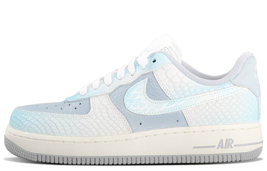 Nike Nike Air Force 1 Slip Resistant Abrasion Resistant Low top Skateboard Shoes Women's Blue Gray