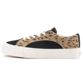 WANSWER Cow Split Leather Low top Skateboard Shoes Unisex Brown Black