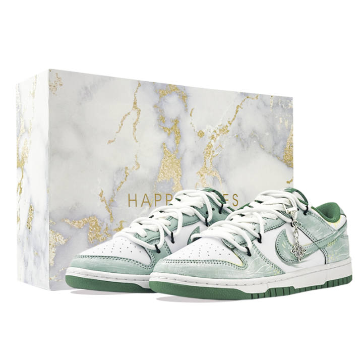 Nike Nike Dunk Mint Star Trail Abrasion Resistant Low top Skateboard Shoes Unisex White Green