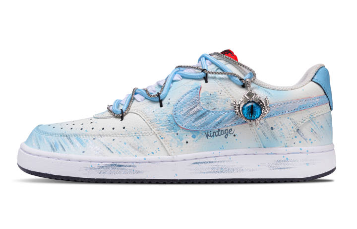 Nike Nike Court Vision 1 Storm Swirl Balance Breathable Height Increasing Low top Skateboard Shoes Men's Silver Blue