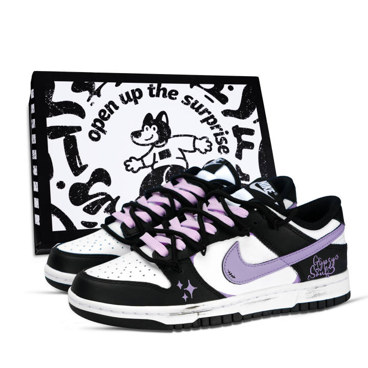 Nike Nike Dunk Low top Skateboard Shoes Unisex Purple White Black
