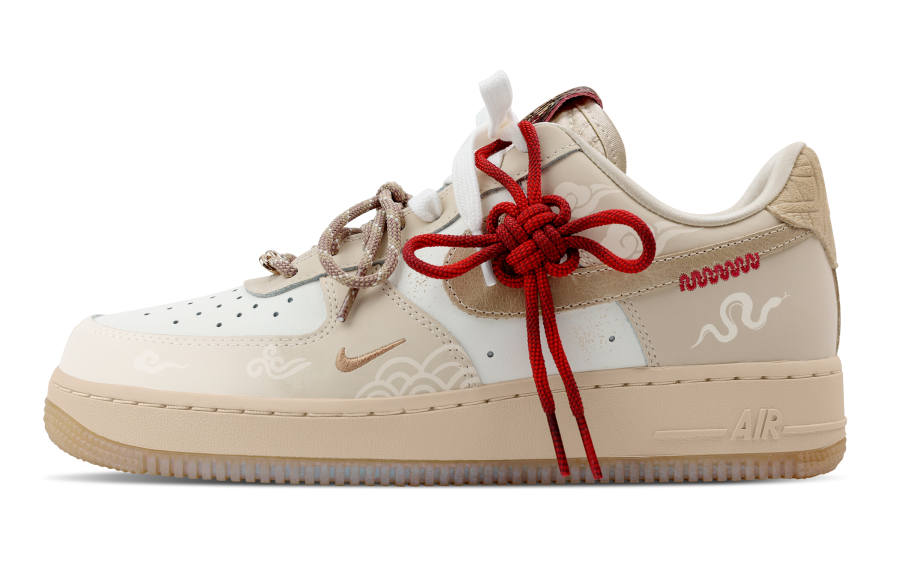 Nike Nike Air Force 1 Slip Resistant Abrasion Resistant Low top Skateboard Shoes Women's Beige Brown