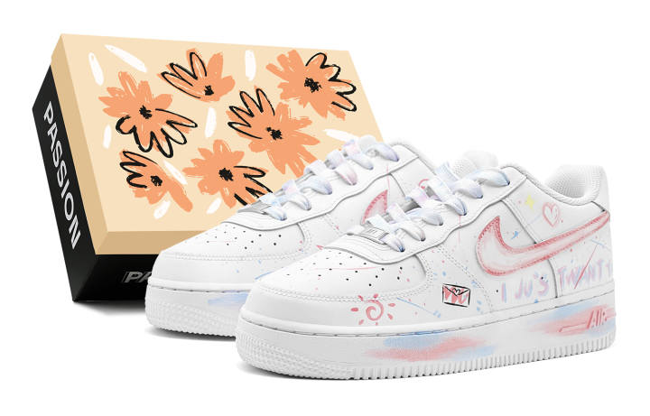 Nike Nike Air Force 1 Slip Resistant Slip Resistant Low top Skateboard Shoes Men's Blue Pink