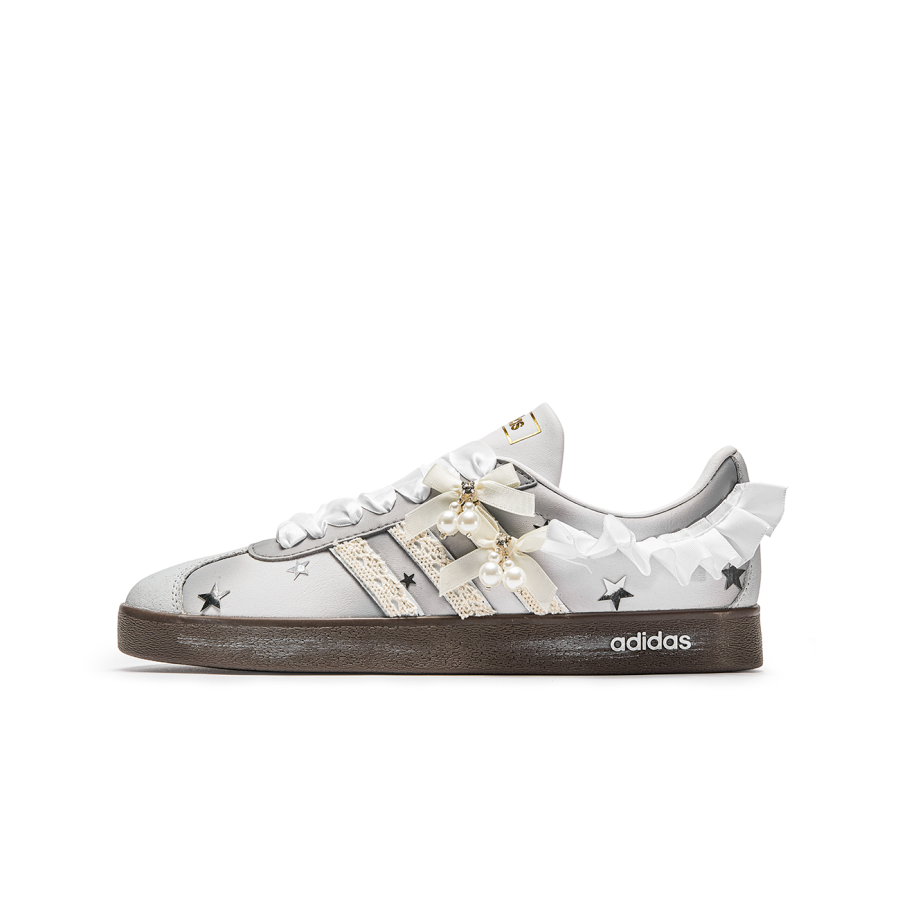 Adidas Neo VL Court Lifestyle Wu Jie, Girlish Style Cushioning Low top Skateboard Shoes Unisex Silver Brown