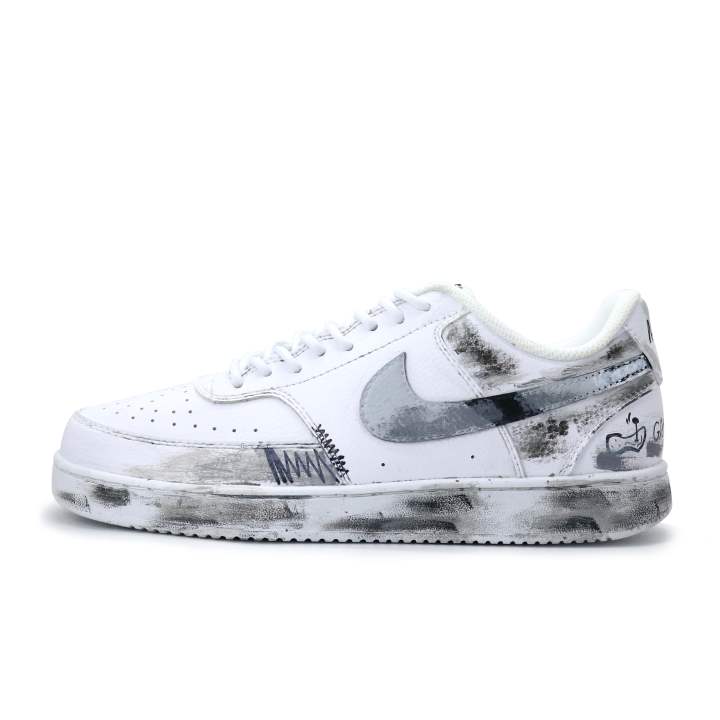 Nike Nike Court Vision 1 Abrasion Resistant Low top Skateboard Shoes Men's Gray White Black