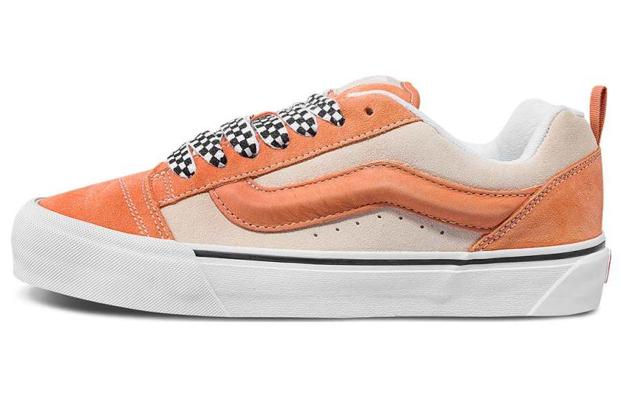 Vans Knu Skool Abrasion Resistant Low top Skateboard Shoes Unisex White Orange