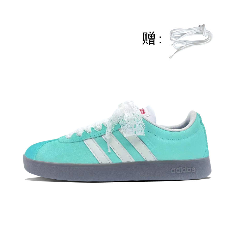 Adidas Adidas Vl Court Classic Rippling Blue Waves Slip Resistant Abrasion Resistant Low top Skateboard Shoes Unisex Cyan