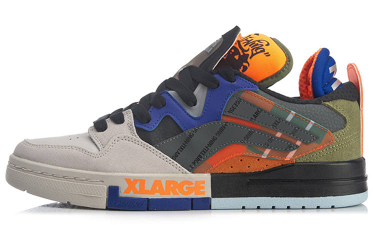 Li-Ning XLARGE x Li Ning Coverage Slip Resistant And Abrasion Resistant Low top Skateboard Shoes Men's Gray Orange