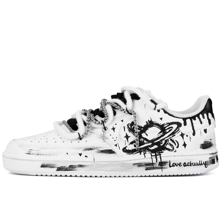 Nike Nike Court Vision 1 Planetary 2017 YE5 Slip Resistant Low top Skateboard Shoes Men's Black White