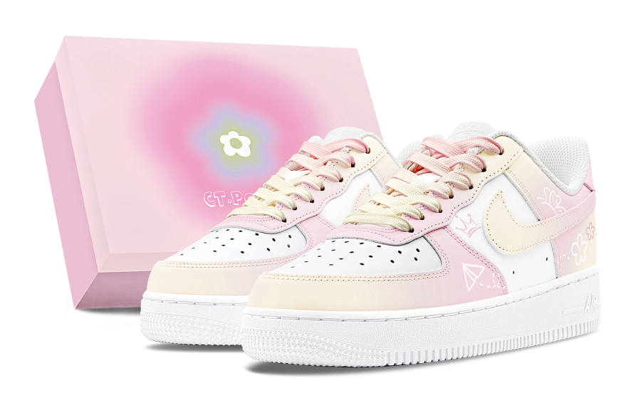 Nike Nike Air Force 1 Air Force 1 Abrasion Resistant Abrasion Resistant Low top Skateboard Shoes Women's Yellow Pink