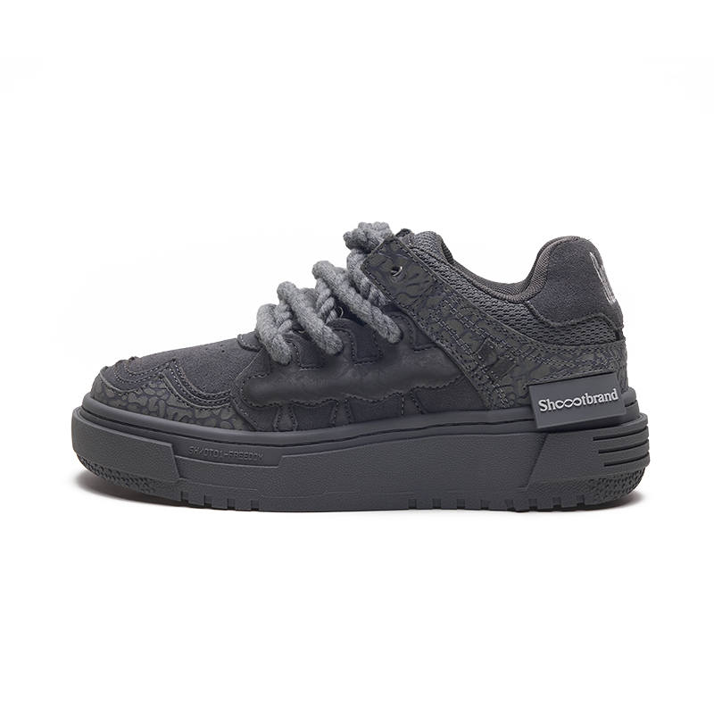 SHOOT BRAND Gray Height Increasing Low top Skateboard Shoes Unisex Gray