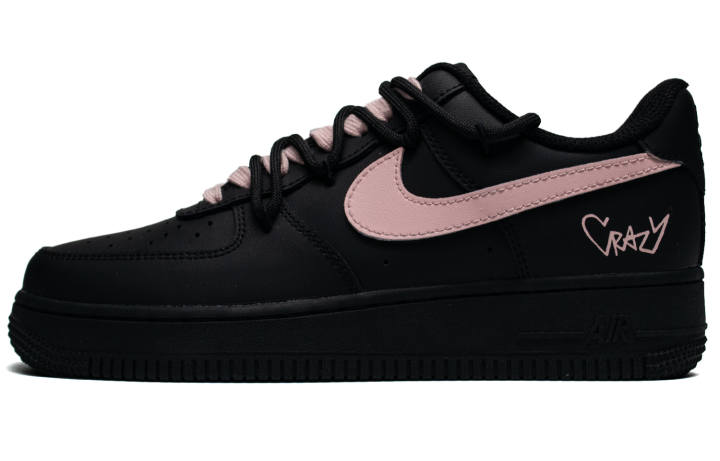 Nike Nike Air Force 1 Silver Wing Black Pink Slip Resistant Cushioning Low top Skateboard Shoes Unisex Black