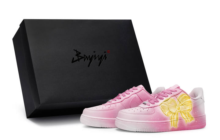 Nike Nike Air Force 1 LOW 811 Manufacturing, Yellow Bow, Special Shoe Box Low top Skateboard Shoes GS Pink Yellow