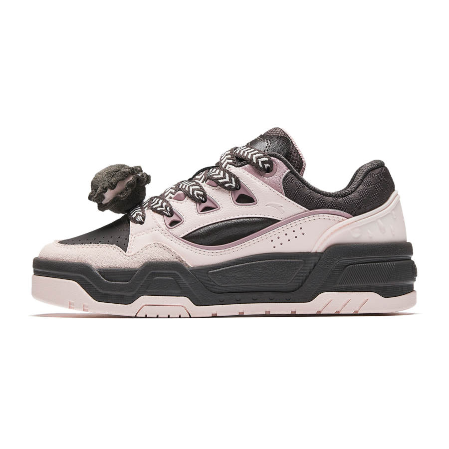 Anta Abrasion Resistant Lightweight Wear resistant And Lightweight Low top Skateboard Shoes Women's Umber Pink White