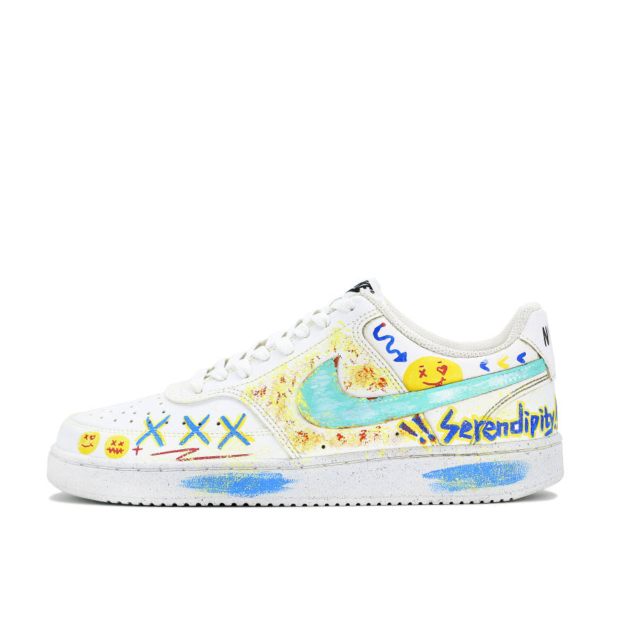 Nike Nike Court Vision 1 Dreamy Graffiti Abrasion Resistant Balance Low top Skateboard Shoes Unisex Bright Yellow