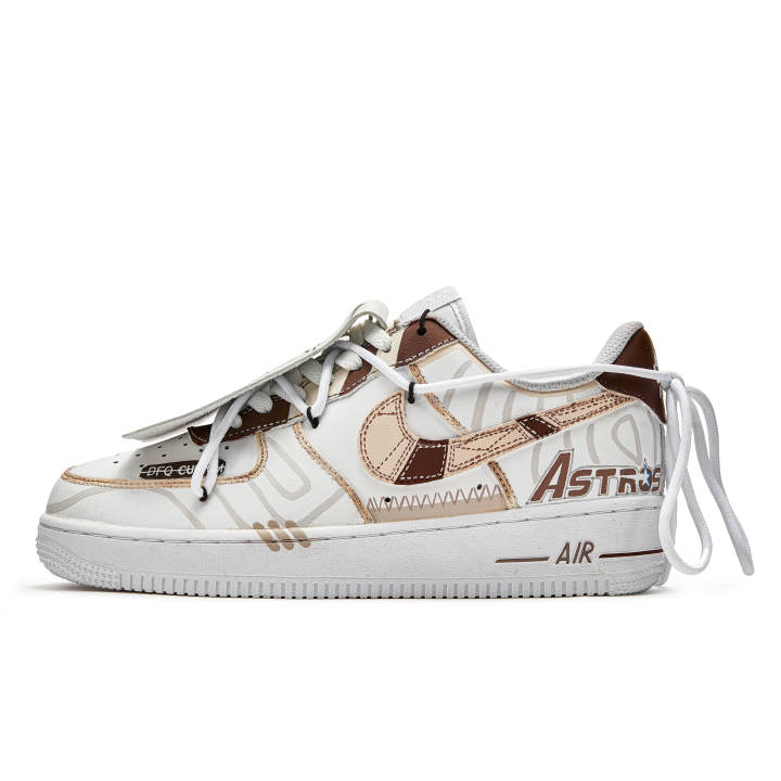 Nike Nike Air Force 1 Da Vinci Custom, Cappuccino Slip Resistant Abrasion Resistant Low top Skateboard Shoes Women's