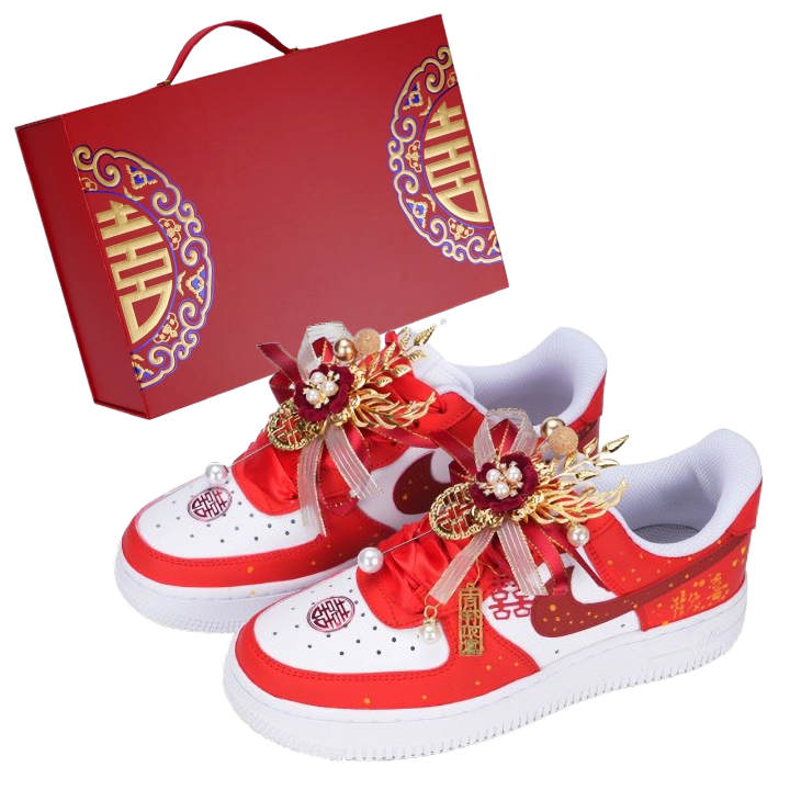 Nike Nike Air Force 1 Joyful Abrasion Resistant Balance Low top Skateboard Shoes Unisex Red