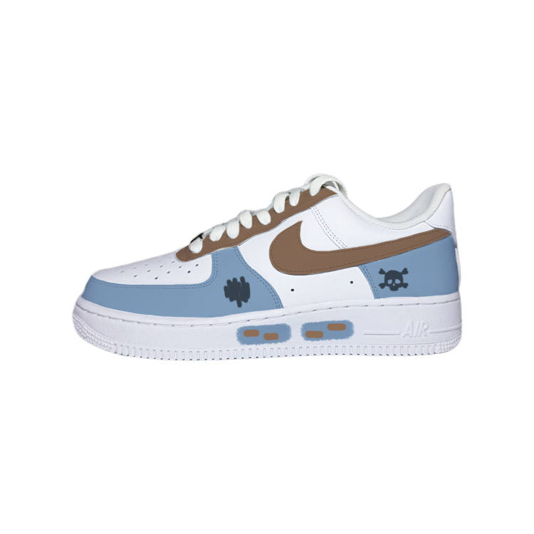 Nike Nike Air Force 1 Denim Low top Skateboard Shoes Women's White Blue Brown
