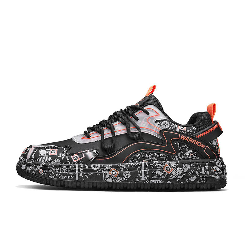 WARRIOR Warrior Coverage Slip Resistant Coverage Slip Resistant Low top Skateboard Shoes Men's Black Orange