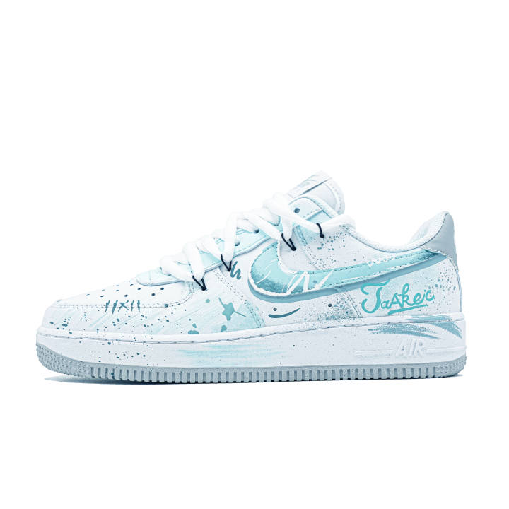 Nike Nike Air Force 1 Low top Skateboard Shoes Men's Light Blue