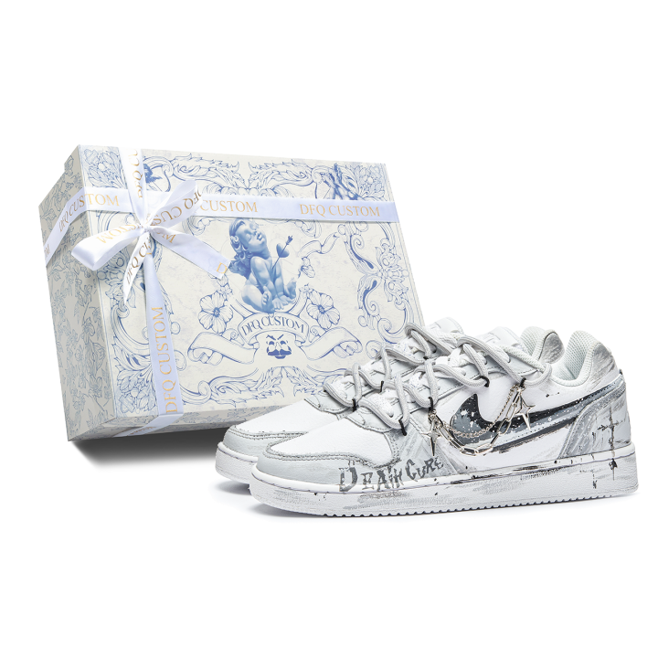 Nike Nike EBERNON Box, Snowy Pines Abrasion Resistant Abrasion Resistant Low top Skateboard Shoes Unisex Gray White