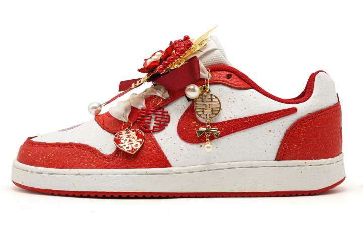 Nike Nike EBERNON Good Fortune And Prosperity Cushioning Lightweight Low top Skateboard Shoes Men's White Red