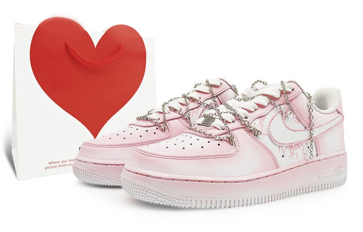 Nike Nike Air Force 1 Slip Resistant Abrasion Resistant Low top Skateboard Shoes Unisex Pink White