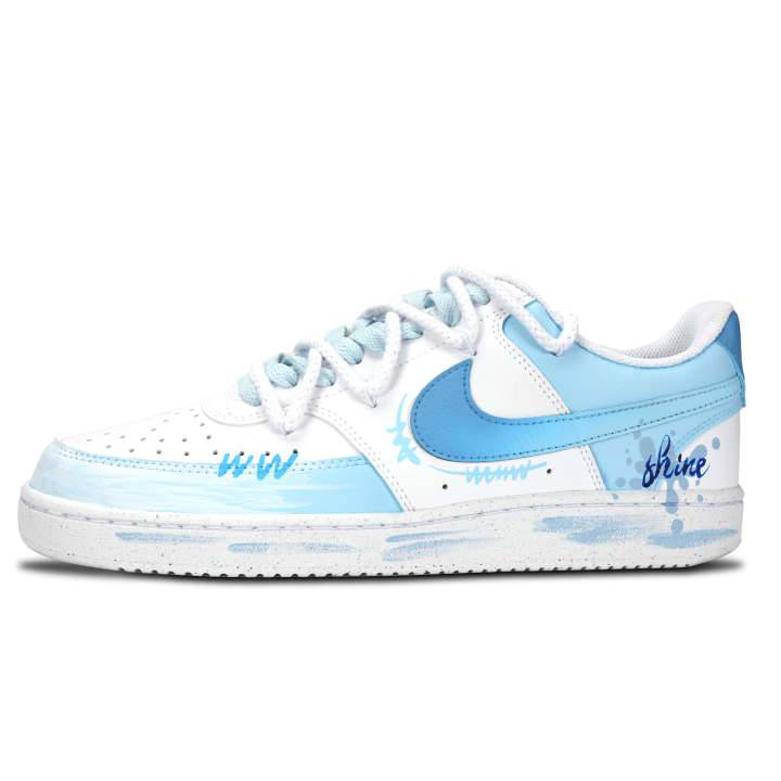 Nike Nike Court Vision 1 Waterdrop Sparkling Abrasion Resistant Low top Skateboard Shoes Unisex Blue