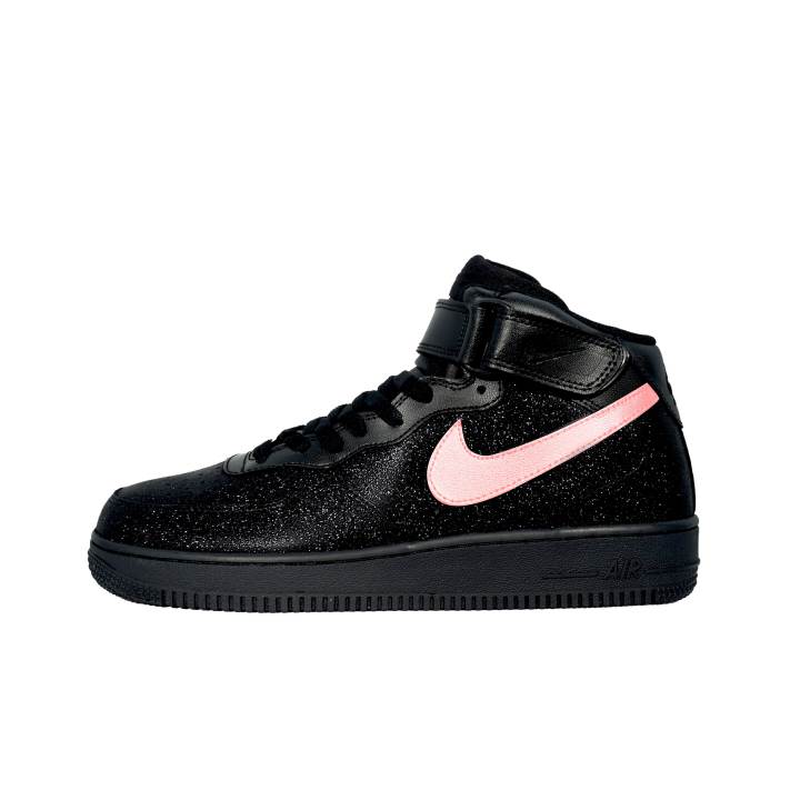 Nike Nike Air Force 1 Breathable And Wear resistant Mid top Skateboard Shoes Unisex Black Pink