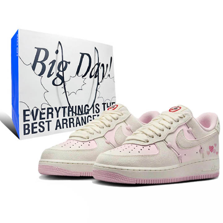 Nike Nike Air Force 1 Leather, Suede Low top Skateboard Shoes Women's Pink White
