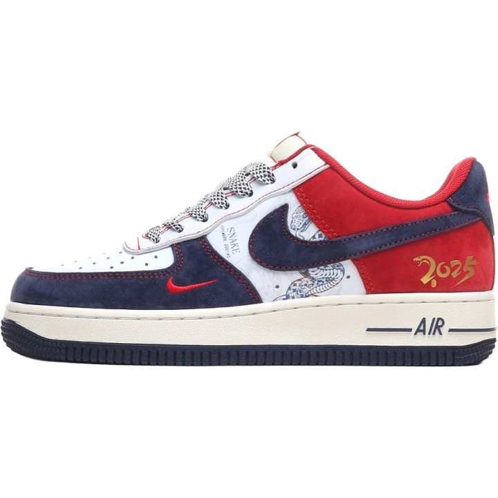 Nike Nike Air Force 1 Anti Slip Wear Resistant Low Top Skateboard Shoes Women's White Blue Red