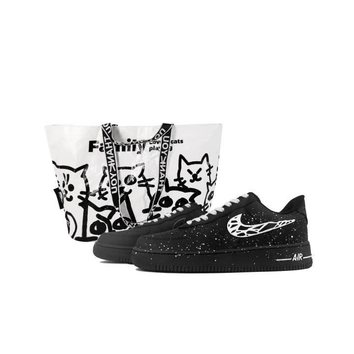 Nike Nike Air Force 1 Slip Resistant Abrasion Resistant Low top Skateboard Shoes Unisex Black