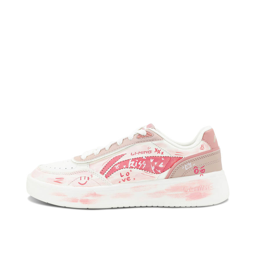 Li-Ning Li Ning Sourdough Slip Resistant Cushioning Abrasion Resistant Low top Skateboard Shoes Women's White Pink