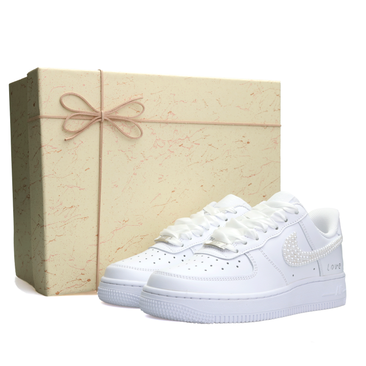 Nike Nike Air Force 1 Air Force 1, Box, Western Style Wedding Shoes, Pearl Slip Resistant Abrasion Resistant Low top