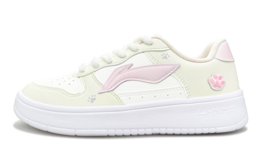 Li-Ning Li Ning Floating Boat Abrasion Resistant Breathable Height Increasing Low top Skateboard Shoes Women's Yellow Pink