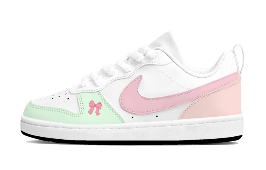 Nike Nike Court Borough Green And Tender First Love Synthetic Leather Low top Skateboard Shoes Women's Cyan Pink White