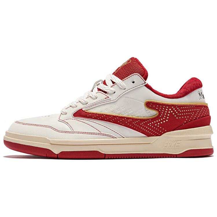 Erke No Pair 3 Non slip Lightweight Low top Skateboard Shoes Men's Microcrystal White Red