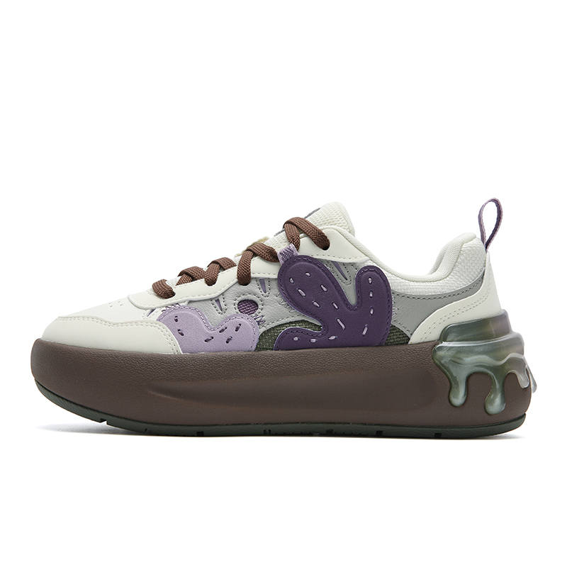 FILA CACTI Abrasion Resistant Lightweight Height Increasing Low top Skateboard Shoes Women's White Purple