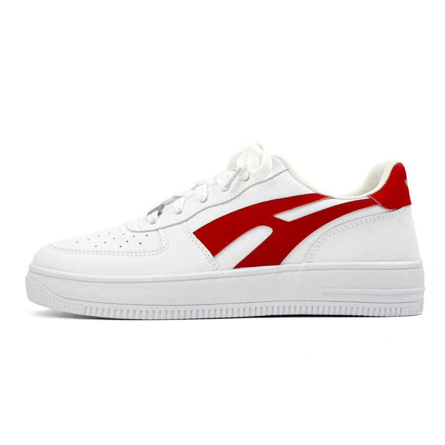 HUANQIU Microfiber Leather Height Increasing Abrasion Resistant Lightweight Low top Skateboard Shoes Men's White Red
