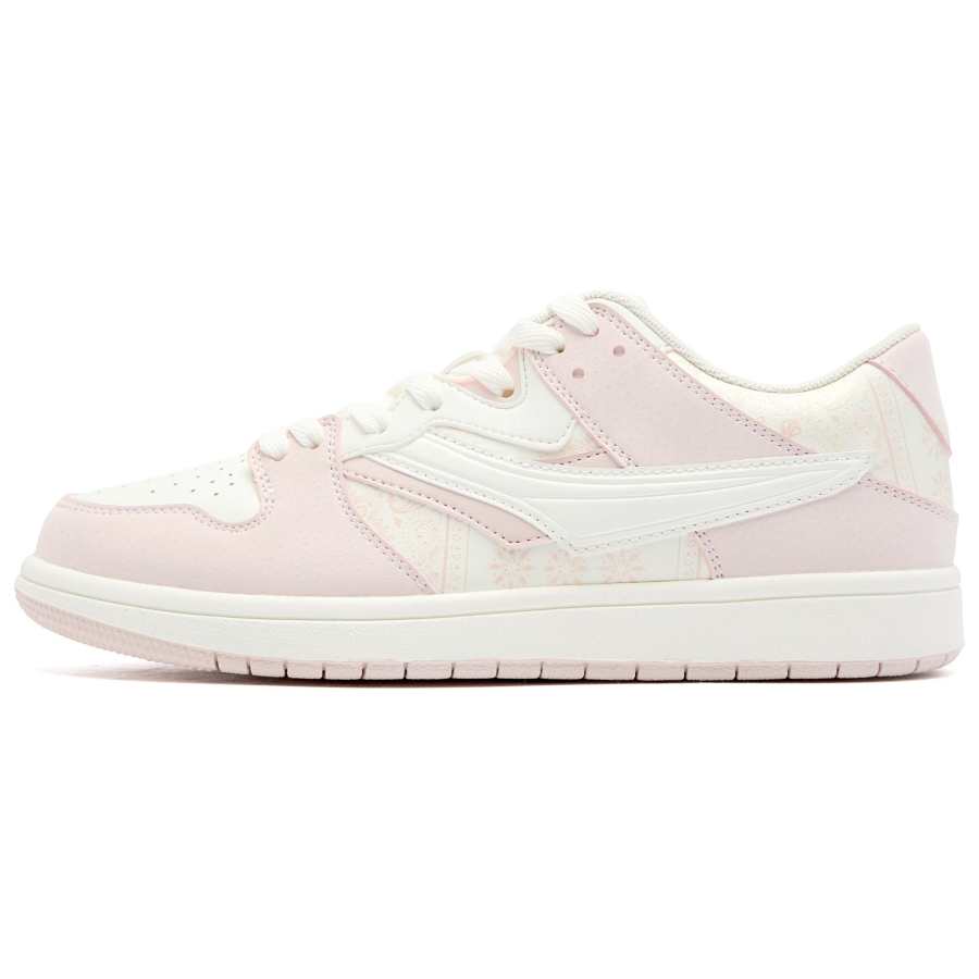 QIAODAN Paisley Textile, Synthetic Leather Low top Skateboard Shoes Women's Cloud Pink