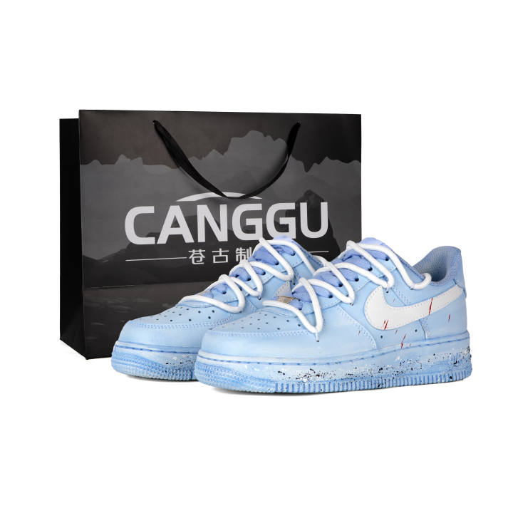 Nike Nike Air Force 1 Slip Resistant Abrasion Resistant Low top Skateboard Shoes Unisex Blue