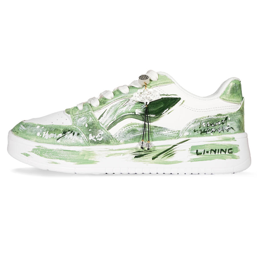 Li-Ning Li Ning Sycee Slip Resistant Cushioning Abrasion Resistant Low top Skateboard Shoes Unisex Green White
